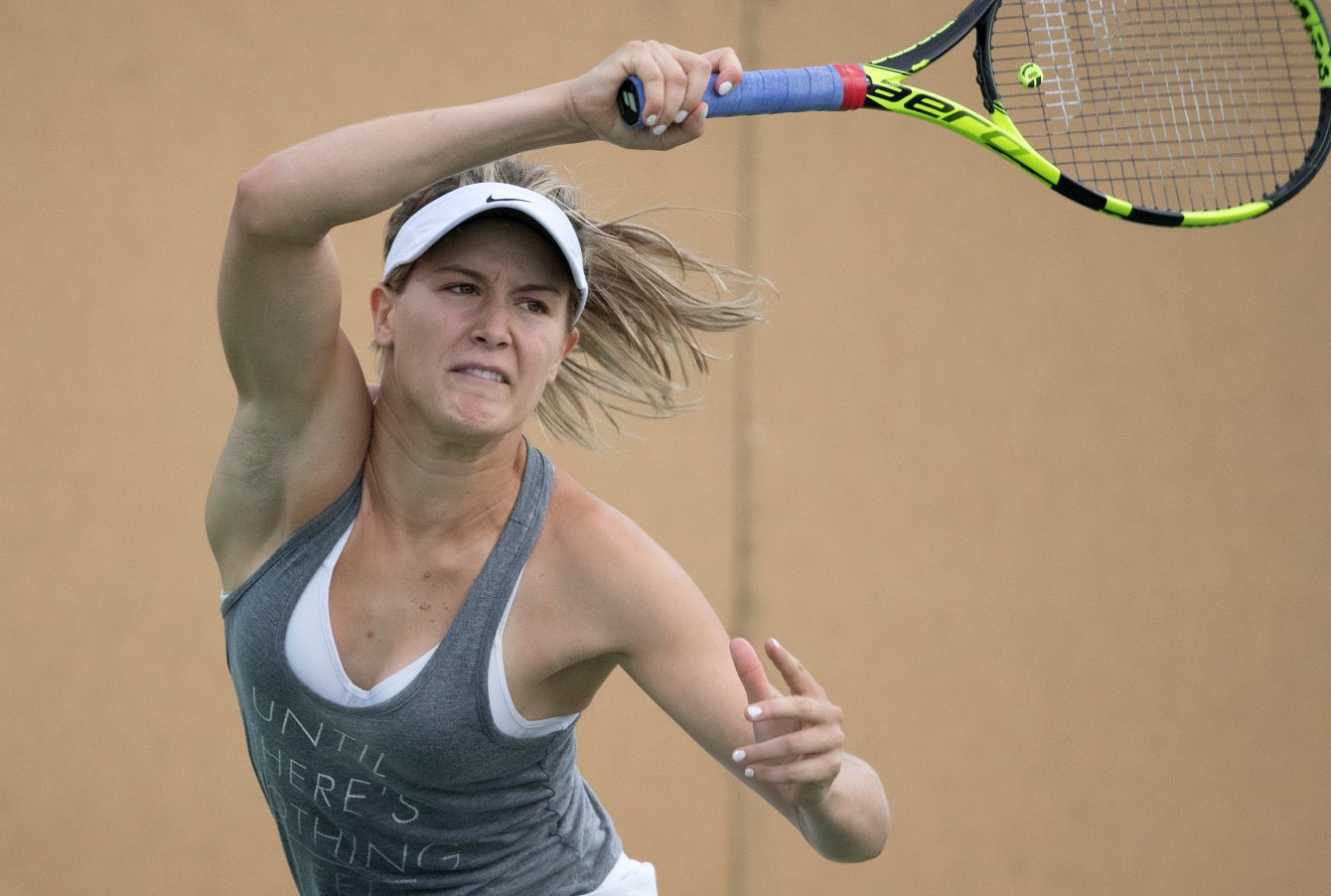 Canadian tennis player Eugenie Bouchard practices prior to the start of the Olympic Games in Rio de Janeiro, Brazil, Wednesday, August 3, 2016. COC Photo by Jason Ransom
