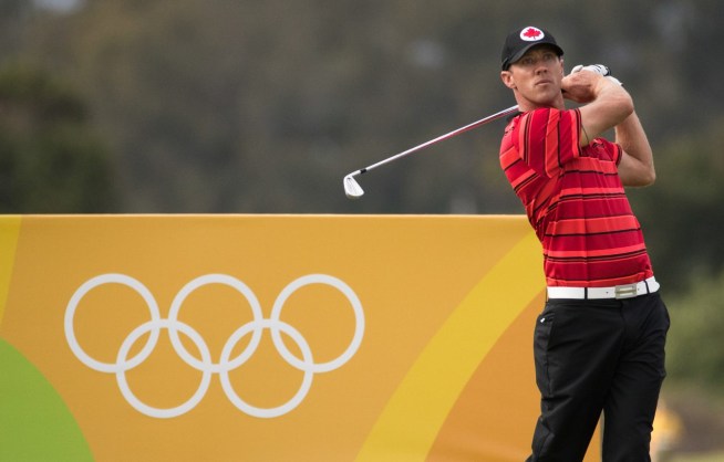 Canada's Graham Delaet hits from the sixth tee during the first round of men's golf at the Olympic games in Rio de Janeiro, Brazil, Thursday August 11, 2016. COC Photo/Mark Blinch