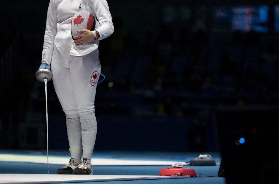 Canadian fencer Leonora Mackinnon during the Olympic games in Rio de Janeiro, Brazil, Saturday, August 6, 2016. Mackinnon lost 15-8. COC Photo by Jason Ransom