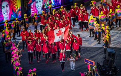 Team Canada arrives during the opening ceremony for the Olympic games at Maracana Stadium in Rio de Janeiro, Brazil, Friday August 5, 2016. COC Photo/Mark Blinch