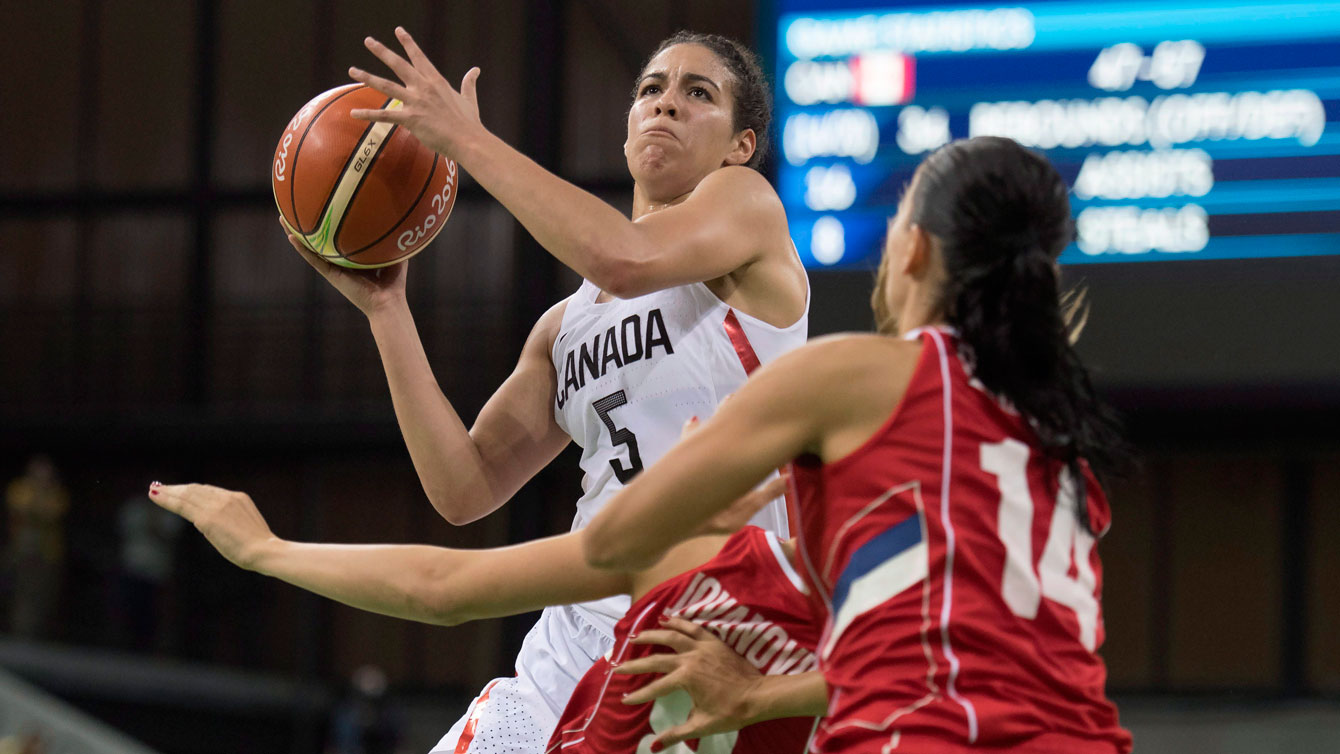 Kia Nurse against Serbia in Olympic women's basketball on August 8, 2016. 