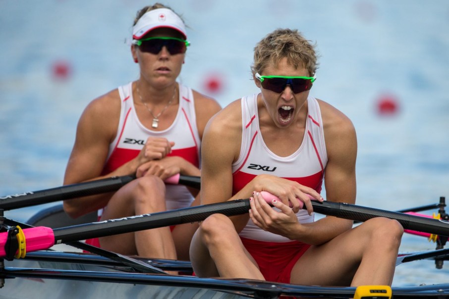 Team Canada's Patricia Obee and Lindsay Jennerich during the women's double sculls semi-final at Lagoa Rowing Stadium, Rio de Janeiro, Brazil, Thursday August 11, 2016. COC Photo/David Jackson