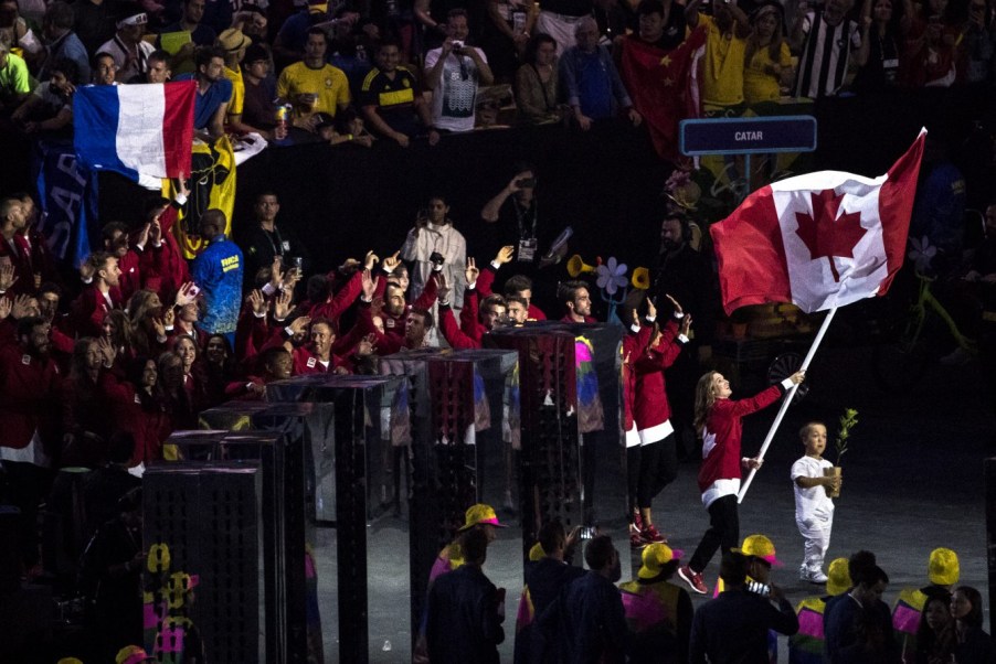 Team Canada enters the Maracana Stadium during the opening ceremonies of the olympic games in Rio de Janeiro, Brazil, Friday August 5, 2016. COC/David Jackson