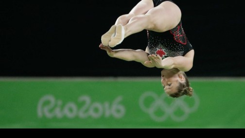 Rosie MacLennan competes on trampoline at Rio 2016