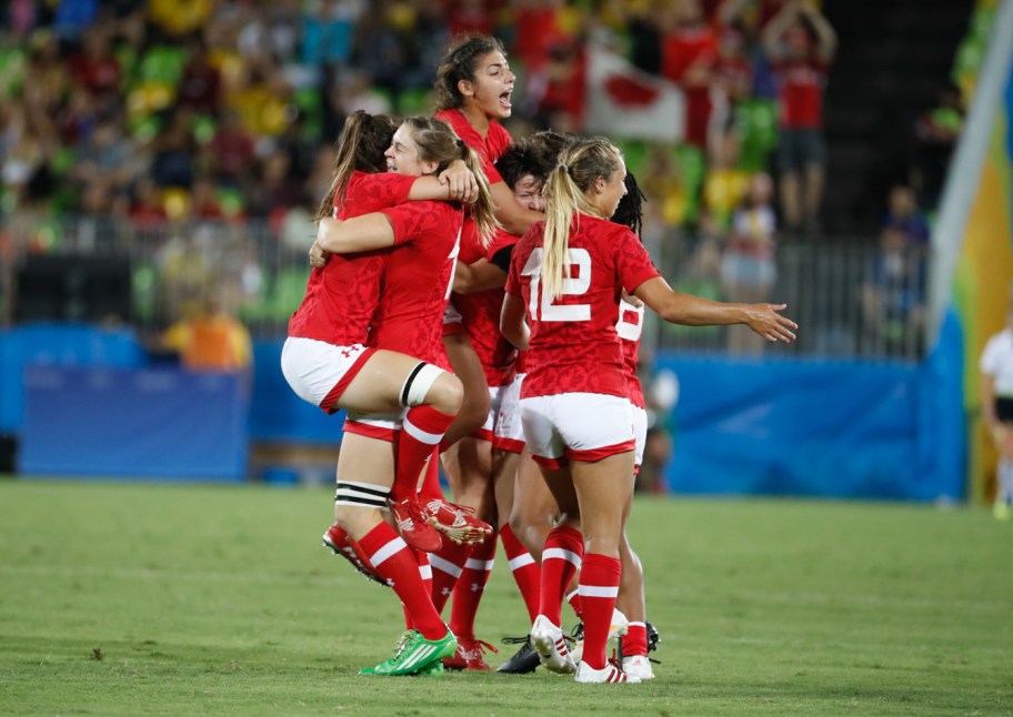 Rugby_bronze_MarkBlinchPhoto-89-2 Canada's players celebrates after winning the women's rugby sevens bronze medal match against Great Britain at the Summer Olympics in Rio de Janeiro, Brazil, Monday, Aug. 8, 2016. (Photo/Stephen Hosier)Canada's players celebrates after winning the women's rugby sevens bronze medal match against Great Britain at the Summer Olympics in Rio de Janeiro, Brazil, Monday, Aug. 8, 2016. (Photo/Mark Blinch)