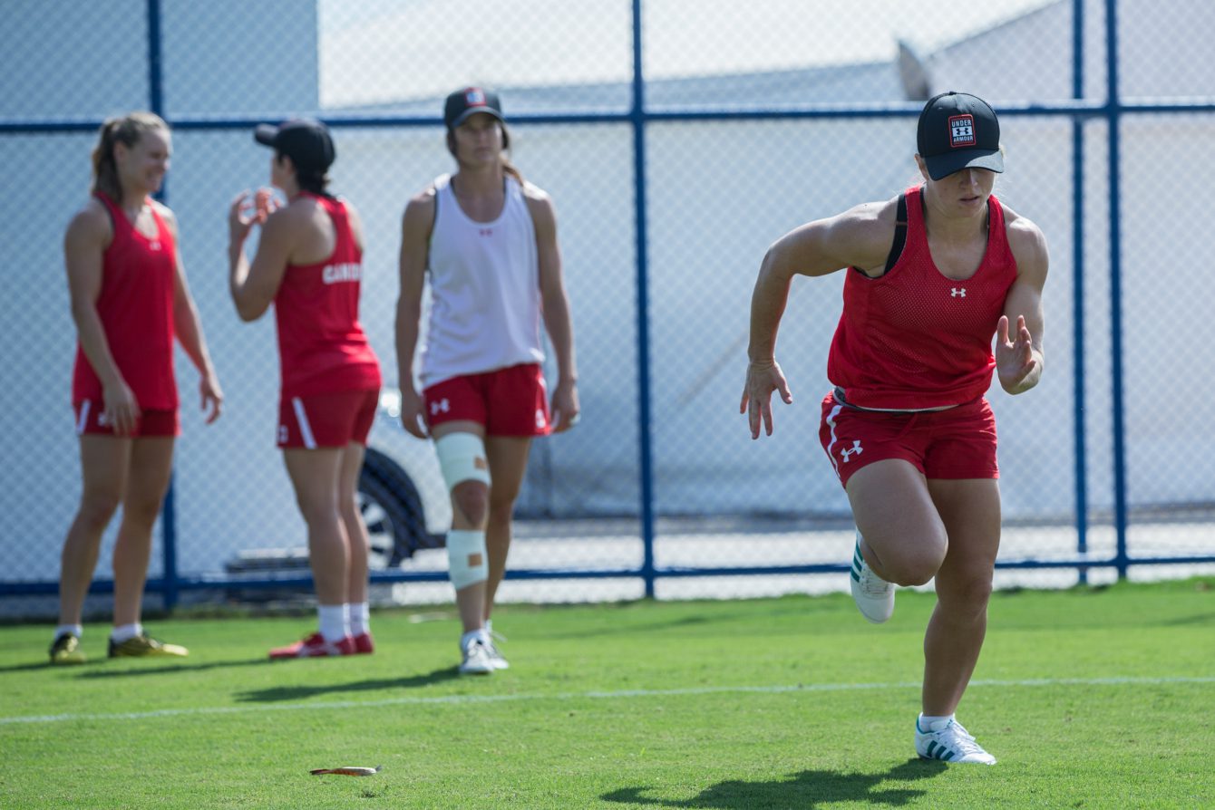 Team Canada's women's rugby team practice ahead of the Olympic games in Rio de Janeiro, Brazil, Tuesday August 2, 2016. COC Photo/David Jackson
