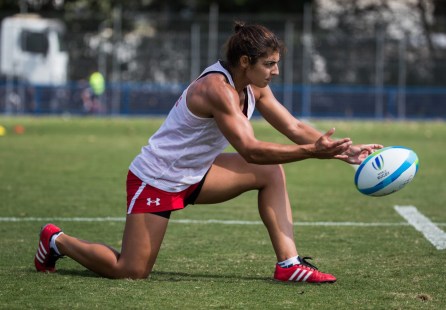 Team Canada's Bianca Farella does drills women's rugby practice ahead of the Olympic games in Rio de Janeiro, Brazil, Tuesday August 2, 2016. COC Photo/Mark Blinch