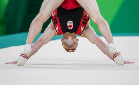 Canada's Scott Morgan performs his floor routine during men's artistic gymnastics qualifying at the Olympic games in Rio de Janeiro, Brazil, Saturday August 6, 2016. COC Photo/Mark Blinch