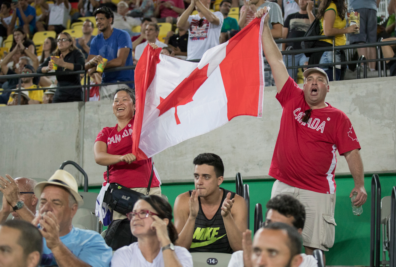 Tennis fans at the Olympic games in Rio de Janeiro, Brazil, Saturday, August 6, 2016. COC Photo by Jason Ransom