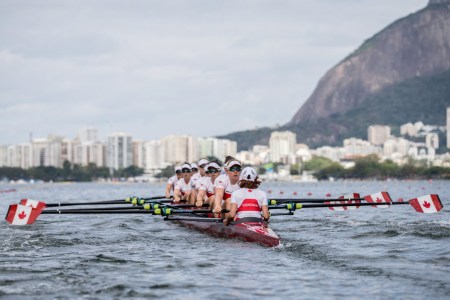 Rio 2016: Women's 8, Rowing Team Canada's Cristy Nurse, Lisa Roman, Ante von Seydlitz, Christine Roper, Lauren Wilkinson, Susanne Grainger, Natalie Mastracci, Caileigh Filmer and Lesley Thompson-Willie in the womens eight repechage at Lagoa Rowing Stadium, Rio de Janeiro, Brazil, Thursday August 11, 2016. COC Photo/David Jackson