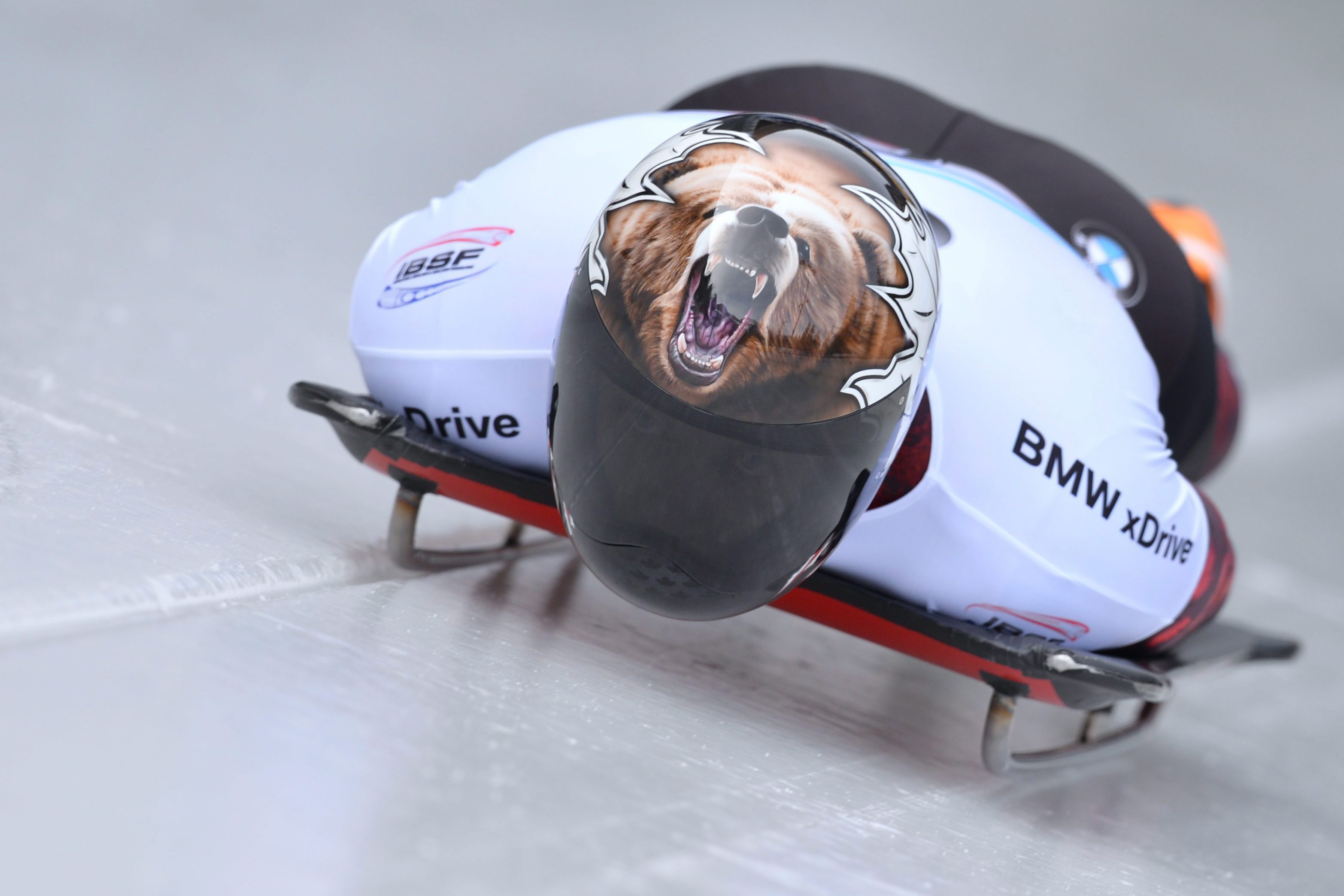Dave Greszczyszyn of Canada speeds down the track during his first run of the men's Skeleton World Cup race in Koenigssee, southern Germany, Saturday, Feb. 27, 2016. (AP Photo/Kerstin Joensson)