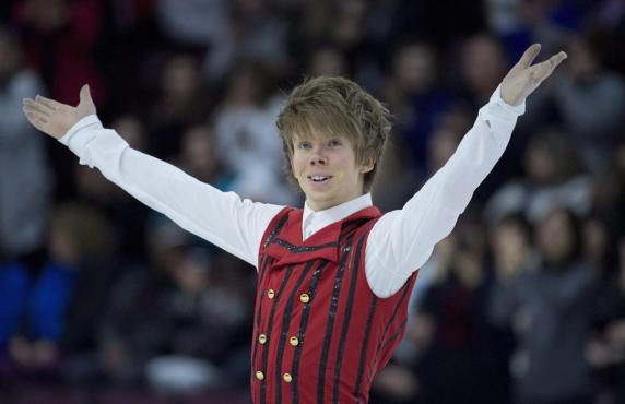 Kevin Reynolds of Canada performs in the Men's Short Program during the 2016 Skate Canada International competition in Mississauga, Ont., on Friday, October 28, 2016. THE CANADIAN PRESS/Nathan Denette