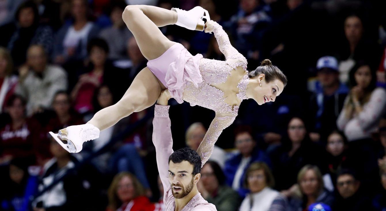 Duhamel & Radford on podium, Virtue & Moir skate world record short at