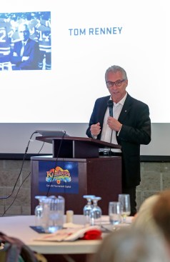 Tom Renney speaks to coaches at the Teck Coaching Series in Kamloops, BC on December 3, 2016 Photo: Allen Douglas