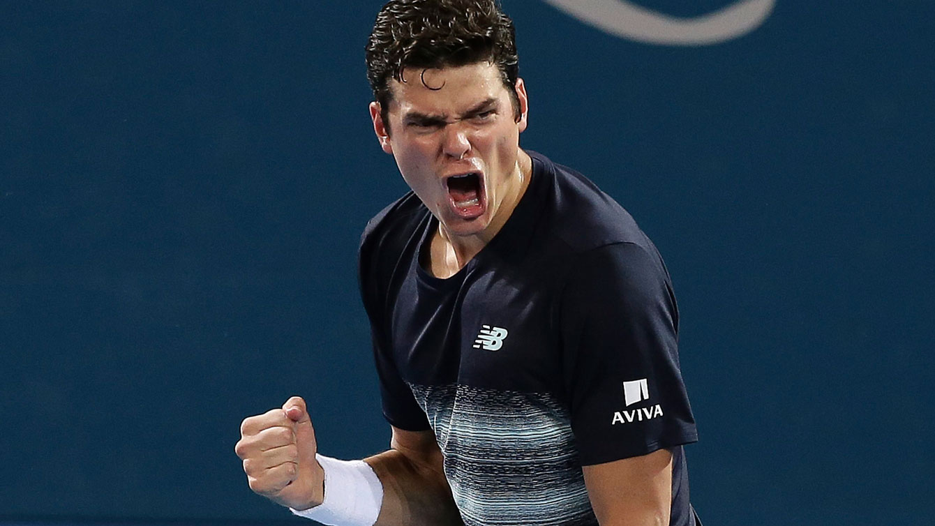 Milos Raonic following his win over Rafa Nadal at the Brisbane International on January 6, 2017.