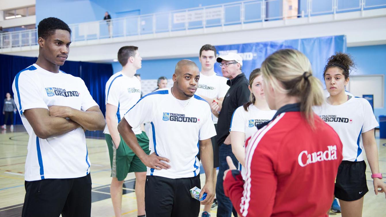 BCS talent ID coach Esther Dalle with participants at RBC Training Ground in Toronto in 2016. Photo credit: Mike Palmer