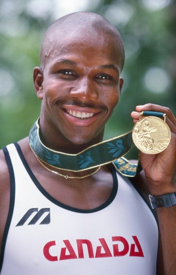Donovan Bailey with his 100m gold medal from Atlanta 1996 Photo: Claus Andersen
