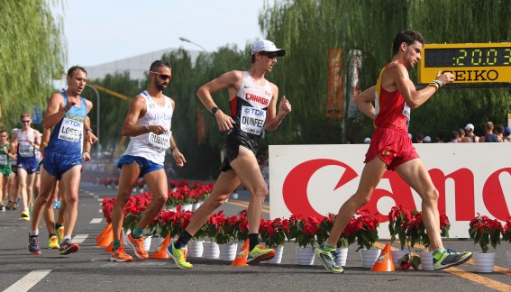 Evan Dunfee competes at the 2015 IAAF World Championships in Beijing