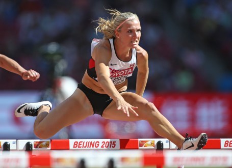 Brianne Theisen-Eaton competes in the heptathlon at the 2015 IAAF World Championships in Beijing Photo: Claus Andersen
