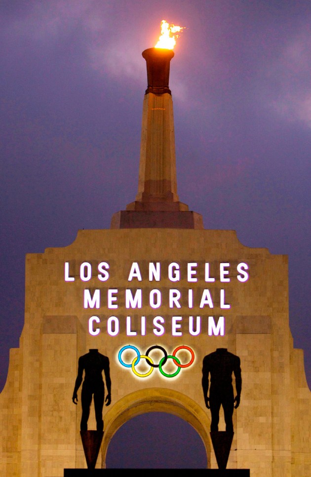 In this Feb. 13, 2008, file photo is the facade of Los Angeles Memorial Coliseum in Los Angeles. (AP Photo/Damian Dovarganes)