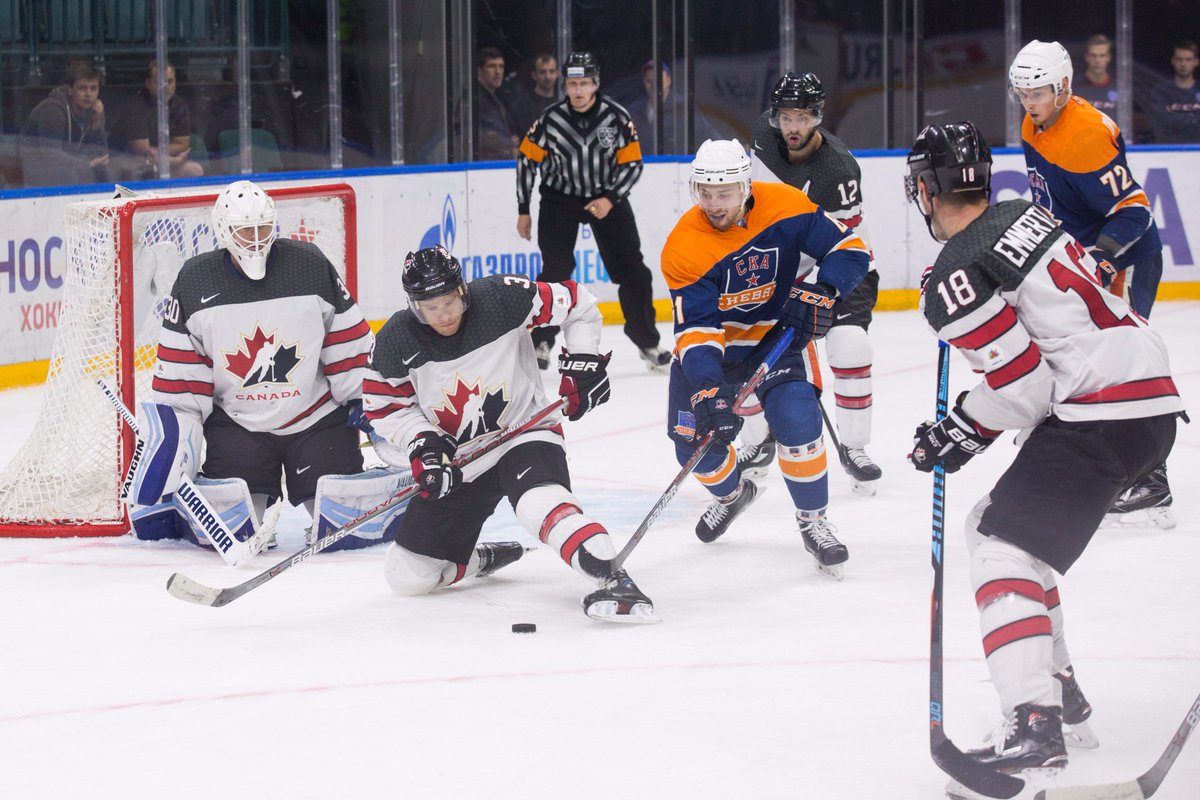 Team Canada - Canada's Mat Robinson blocks a shot in a Tournament of Nikolai Puchkov game against SKA Neva (Photo: Hockey Canada)