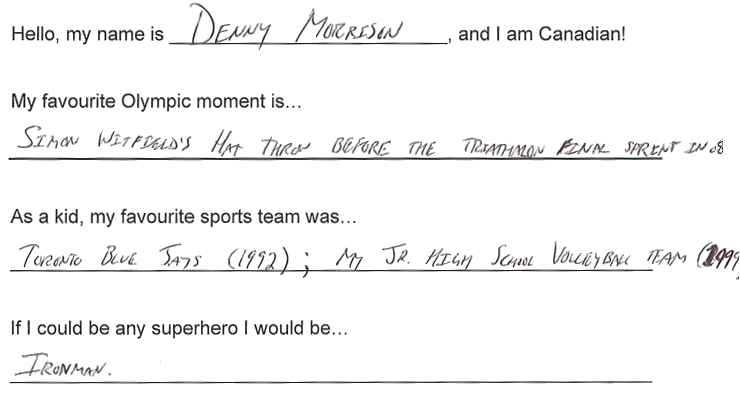 Team Canada - Denny Morrison hi my name is response 1