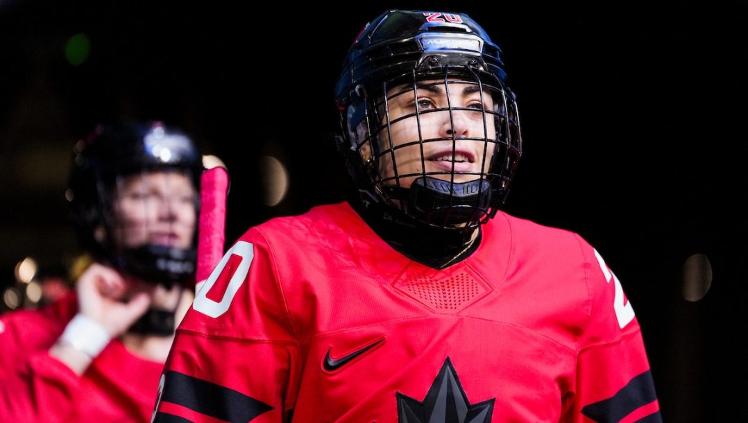 Sarah Nurse competes in ice hockey.