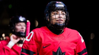 Sarah Nurse competes in ice hockey.