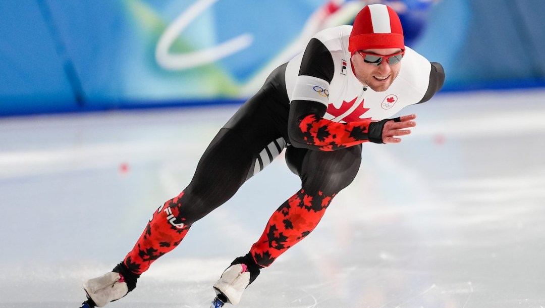Laurent Dubreuil competes in long track speed skating.