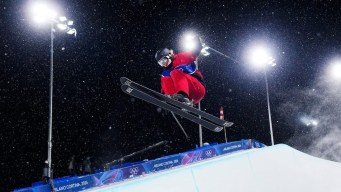 Cassie Sharpe competes in freestyle skiing.