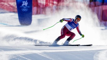 James Crawford competes the downhill.