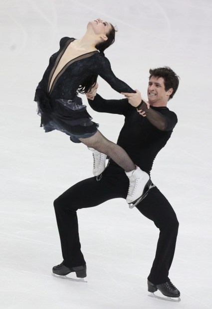 Tessa Virtue and Scott Moir Canadian ice dancers Tessa Virtue and Scott Moir perform their free dance to win the ISU Grand Prix Rostelekom Cup event, in Moscow, Russia, on Saturday, Nov. 10, 2012. (AP Photo/Ivan Sekretarev)