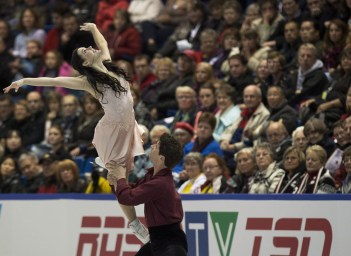 Tessa Virtue Scott Moir of Canada skate to gold in the ice dance event at Skate Canada International in Saint John, N.B. on Saturday, Oct.26, 2013. The pair won gold. THE CANADIAN PRESS/Andrew Vaughan