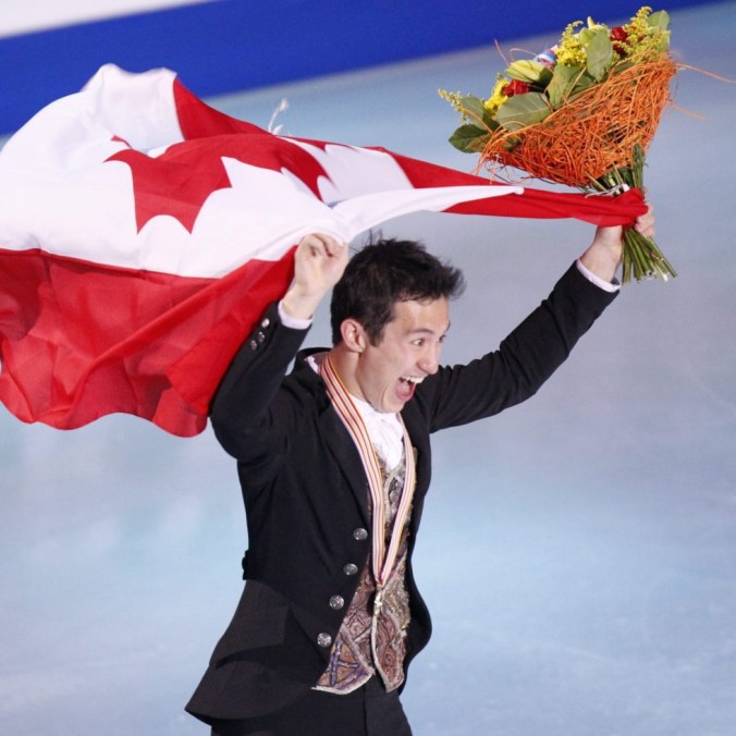 Patrick Chan Patrick Chan skates with the national flag