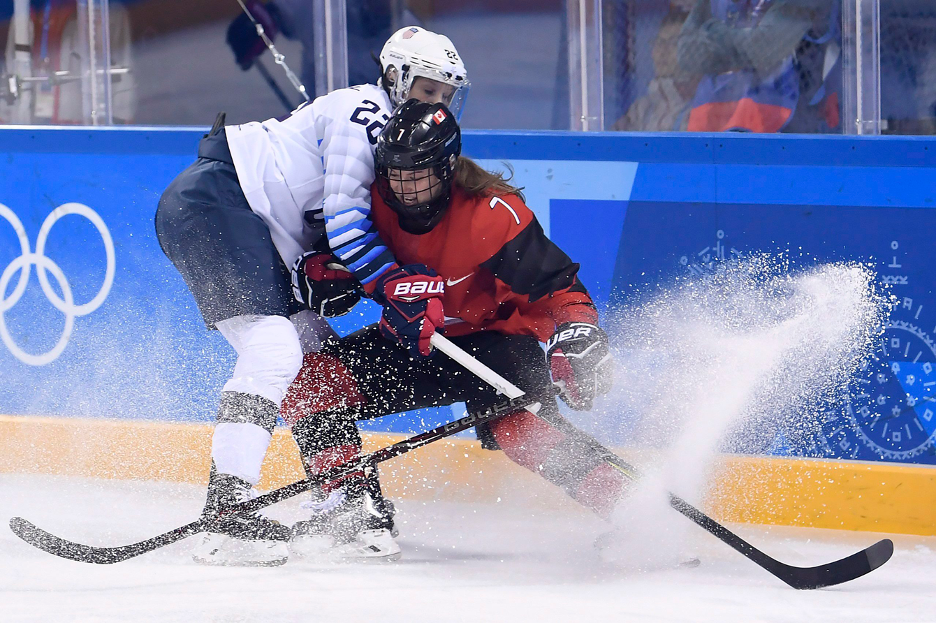 Team Canada women's hockey vs United States PyeongChang 2018