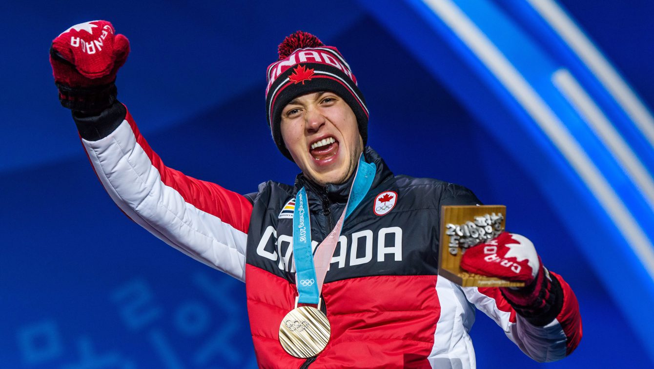 Alex Beaulieu-Marchand of Canada receives the bronze medal in men's ski slopestyle final at PyeongChang 2018. COC, Vincent Ethier
