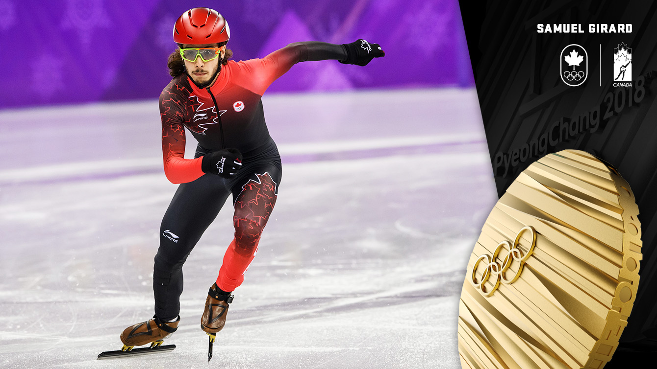 スポーツ選手 MJ gold Girard wins gold in men's 1000m short track speed skating - Team
