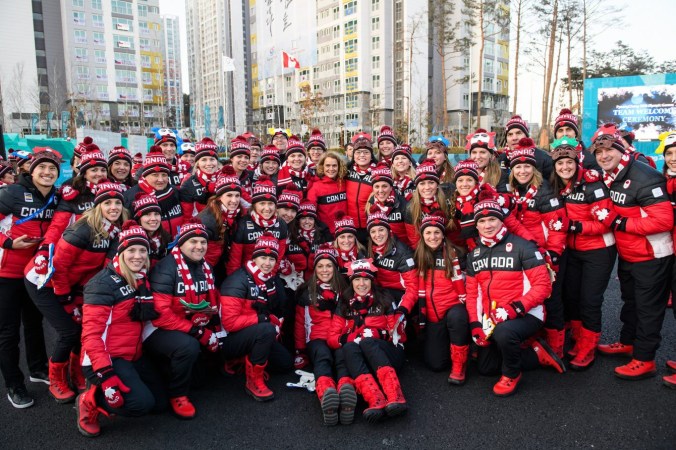 Team Canada posing for a picture