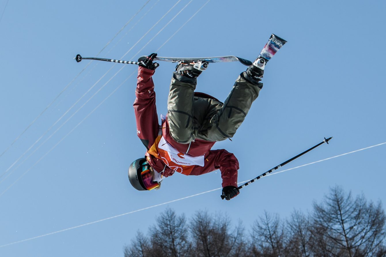 PYEONGCHANG, SOUTH KOREA - FEBRUARY 20: Cassie Sharpe competes during the Freestyle Skiing - Ladies' Ski Halfpipe final at the Phoenix Snow Park on February 20, 2018 in Pyeongchang-gun, South Korea.(Photo by Vincent Ethier/COC)