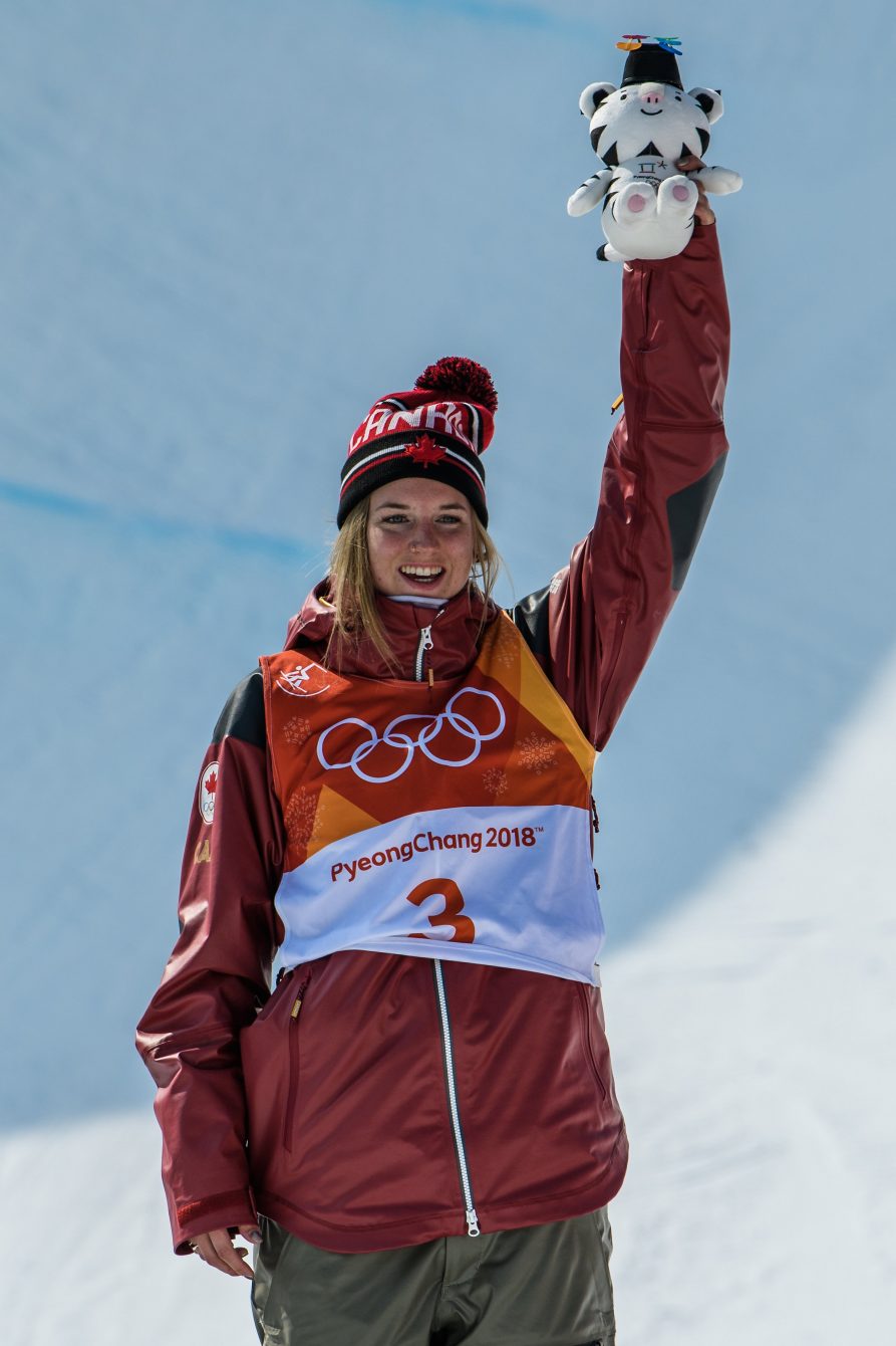 PYEONGCHANG, SOUTH KOREA - FEBRUARY 20: Cassie Sharpe wins the gold medal during the Freestyle Skiing - Ladies' Ski Halfpipe final at the Phoenix Snow Park on February 20, 2018 in Pyeongchang-gun, South Korea.(Photo by Vincent Ethier/COC)