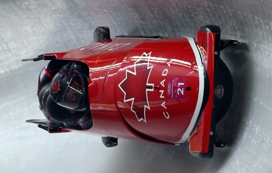 VR_20180225_TEAMCANADA_A12Z0053 Nick Poloniato, Cameron Stones, Joshua Kirkpatrick and Ben Coakwell of Canada compete in the 4-man Bobsleigh at the Olympic Sliding Centre during the PyeongChang 2018 Olympic Winter Games in PyeongChang, South Korea on February 25, 2018. (Photo by Vaughn Ridley/COC)