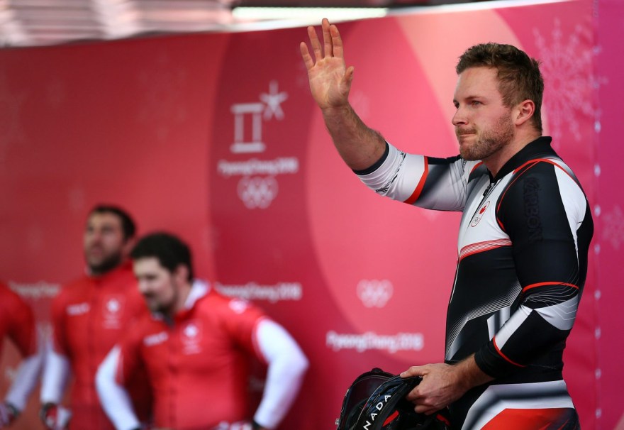 VR_20180225_TEAMCANADA_CB6P0282 Justin Kripps, Jesse Lumsden, Alexander Kopacz and Oluseyi Smith of Canada compete in the 4-man Bobsleigh at the Olympic Sliding Centre during the PyeongChang 2018 Olympic Winter Games in PyeongChang, South Korea on February 25, 2018. (Photo by Vaughn Ridley/COC)