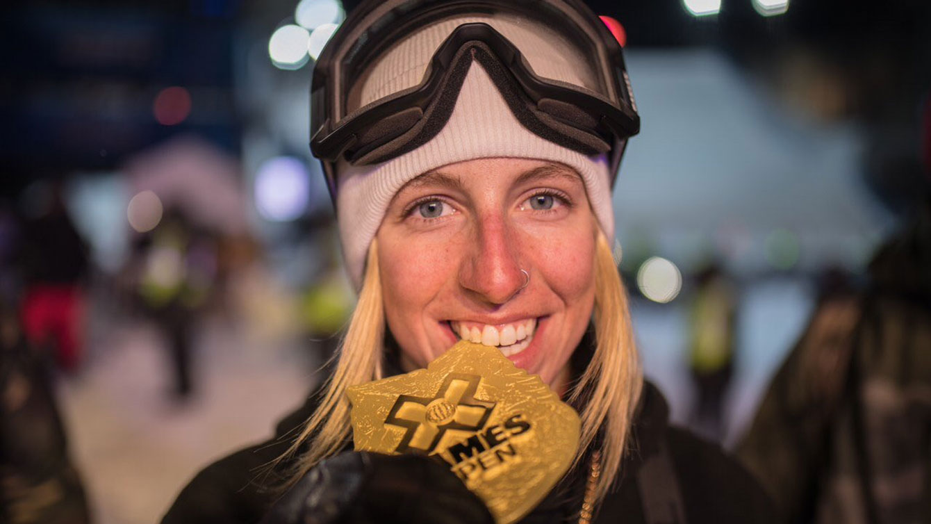 Laurie Blouin, Cassie Sharpe and Rachael Karker reach the podium at the