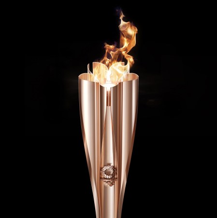 Tokyo 2020 torch with flames