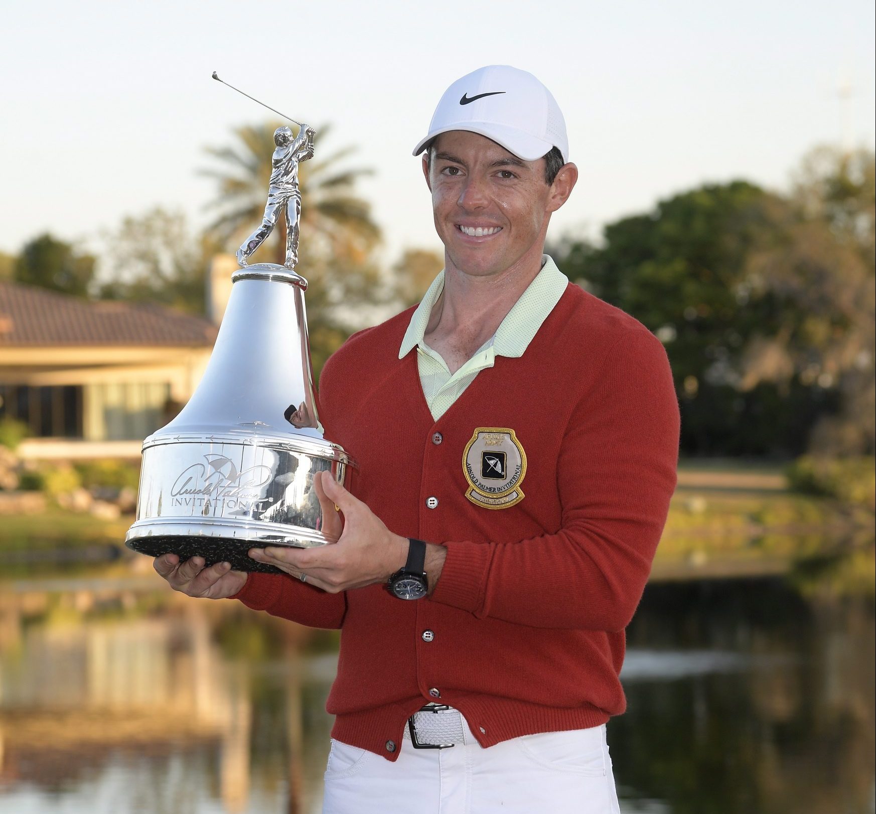 Rory McIlroy with the champion trophy at the 2018 Arnold Palmer Invitational