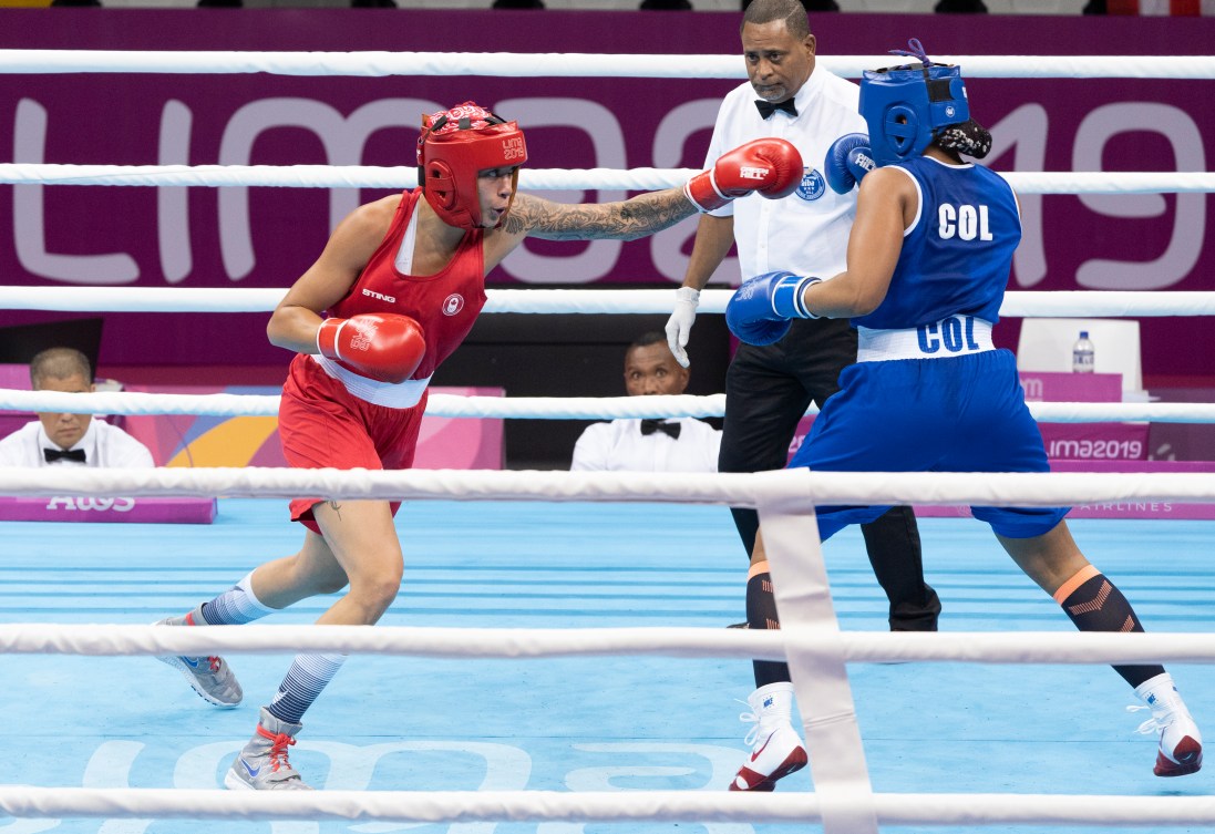 Team Canada's Tammara Thilbeault wins bronze in the middle weight boxing at the Lima 2019 Pan American Games