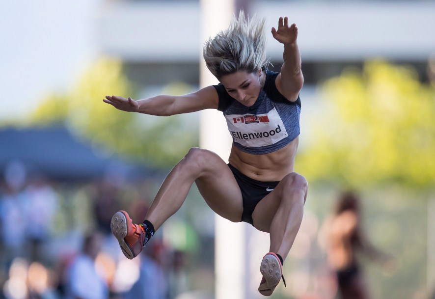 Georgia Ellenwood, of Langley, B.C., competes in the women's long jump