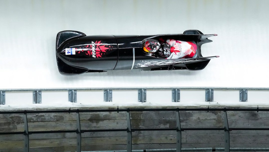 Kelsey Mitchell competes in bobsleigh.