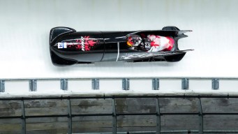Kelsey Mitchell competes in bobsleigh.