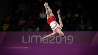 athlete inverted mid air